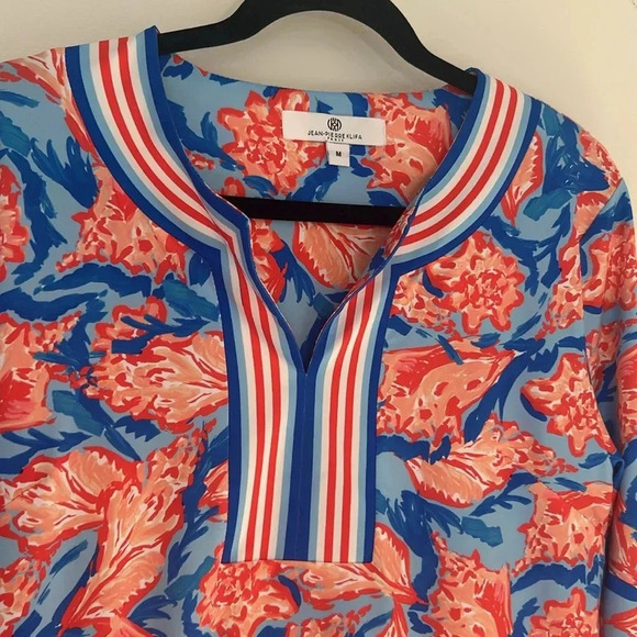 Jean-Pierre Klifa Paris 3/4 Sleeve Colorful Pattern Blouse size Medium - Picture 4 of 10